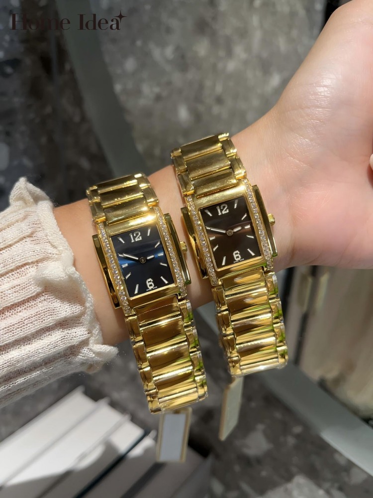 Vintage Watch Crystal - Reloj de Cuarzo Rectangular para Mujer,