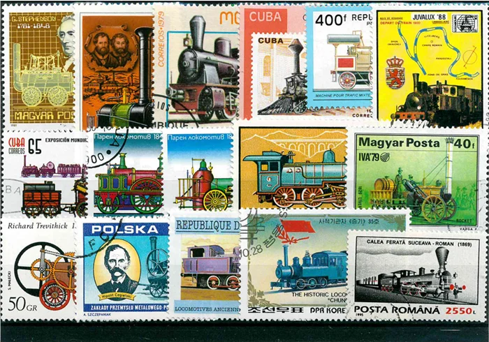 Collectible Vintage Postage Stamps - 50 unids/lote sellos de tren antiguo