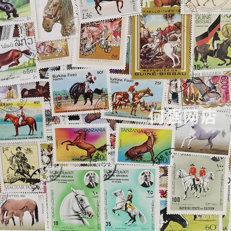 100 sellos de caballos diferen - Collectible Vintage Postage Stamps reseña y precio